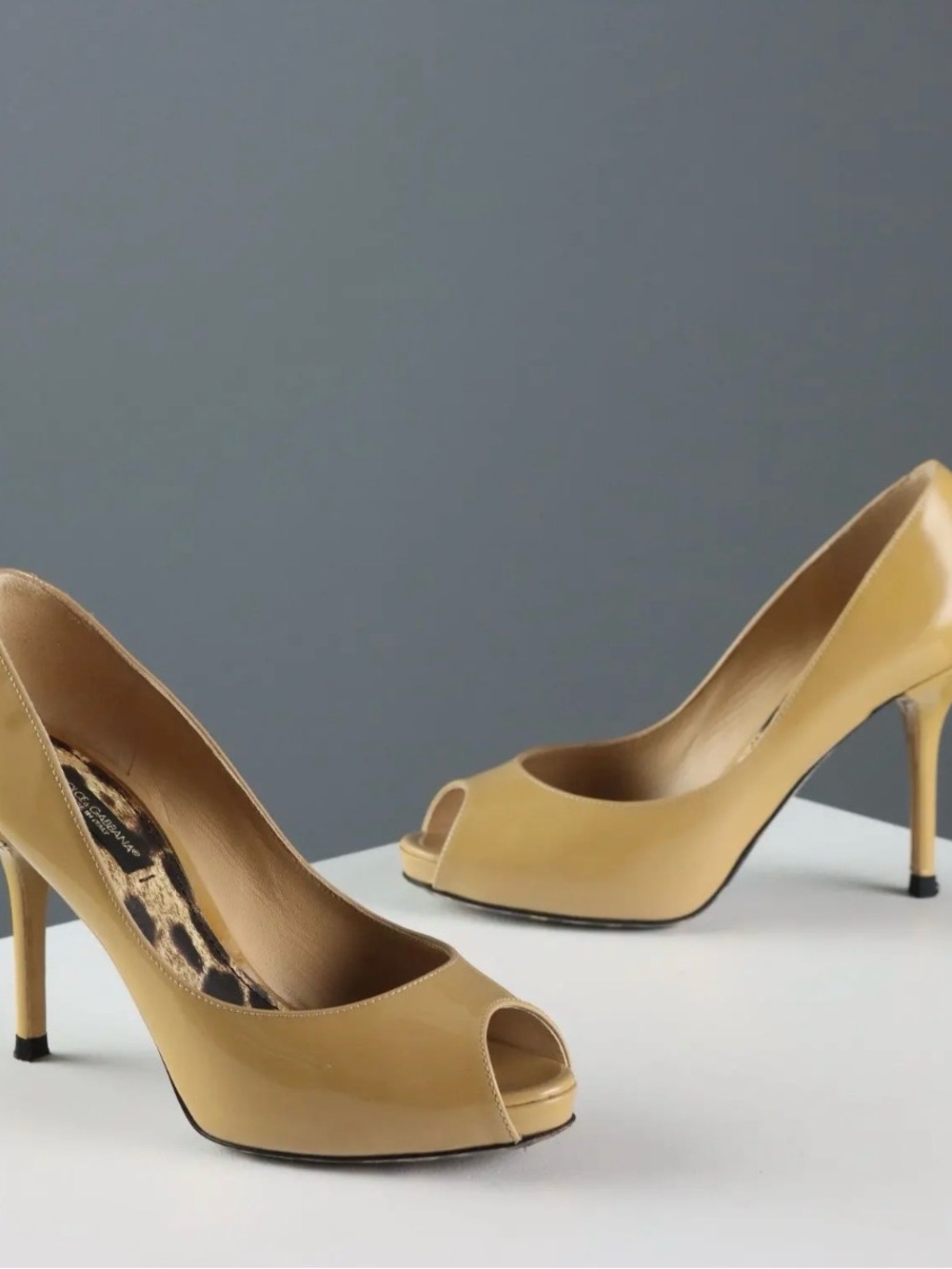 Dolce & Gabbana Women's Tan Peep-Toe High Heels